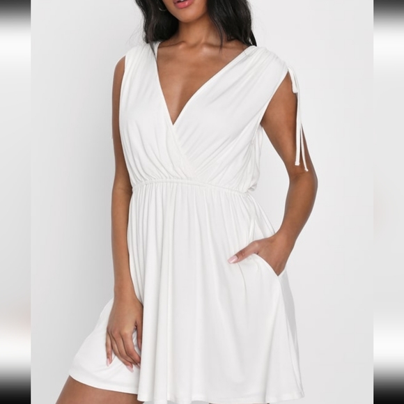 Lulus White Surplice Dress with Pockets - Picture 4 of 4